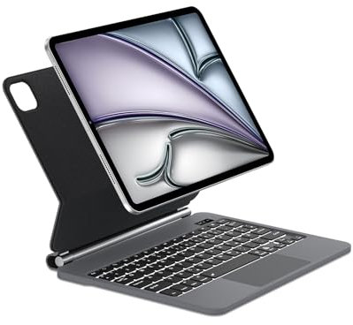 WINCHKING Magic Keyboard iPad Air 13 (M3/M2) 2025/2024 - Hülle mit Tastatur für iPad Pro 12,9 Zoll 6./5./4./3 Generation Beleuchtete Tastatur und Freischwebendes Stand Design, Schwarz