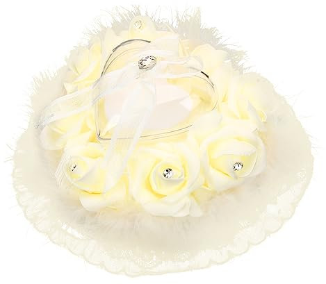 PLAFOPE Hochzeitsringkissen Herzform Mit Rosen Und Spitze Ringträger-accessoire Hochwertigem Material Für Romantische Hochzeiten Verlobungen Und Jubiläen