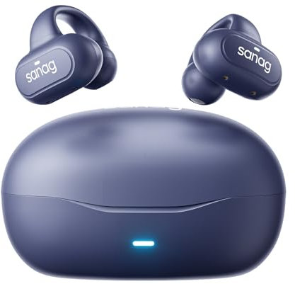 SANAG Z50SPro - Auriculares inalámbricos Bluetooth 5.3 con micrófono, clip de oreja abierta, con funda de carga, compatible con iPhone/teléfono Samsung para hombres, mujeres, color blanco (azul)