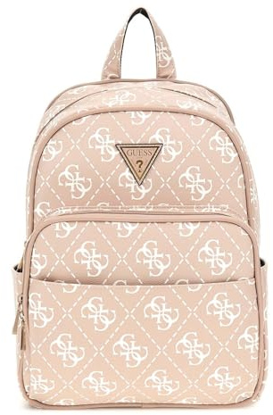 GUESS Rucksack Freizeitrucksack mit Laptopfach Travel Backpack Sand Logo beige