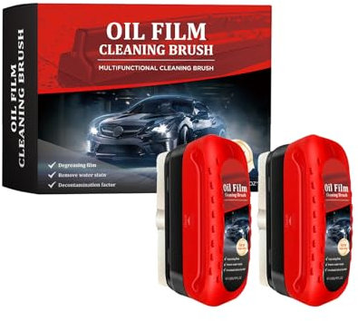2PC Automotive Oil Film Cleaning Brush, Prevents Rain and Fog Glass Cleaning Board For Car,Car Glass Oil Film Cleaner,