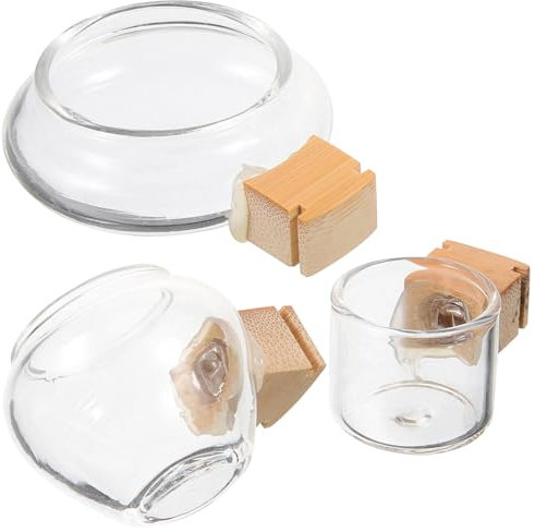 Kisangel Vogelkäfig-futternapf-Set Aus Glas Vogelfutterspender Papageien-futternäpfe Vogel-wasserhalter Für Tauben Papageien