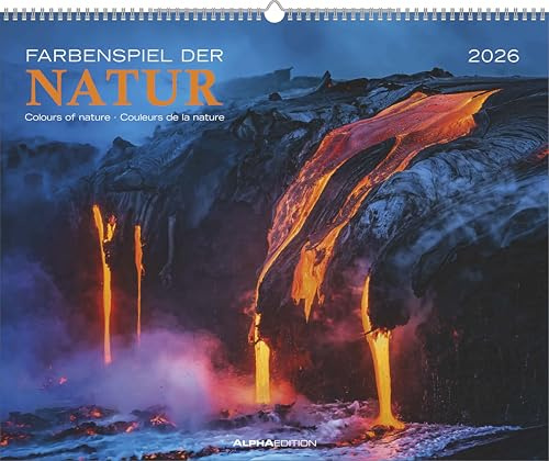 Alpha Edition - Farbenspiel der Natur 2026 – Wandkalender 52×42,5 cm mit 12 farbintensiven Landschaftsmotiven, Monatskalender für Naturfreunde & Kunstliebhaber, hochwertiger Bildkalender