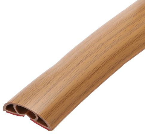sourcing map 3 m Floor Cord Cover, Self Adhesive Cord Hider 40mm for Cable Management Cable Protector, Brown Wood