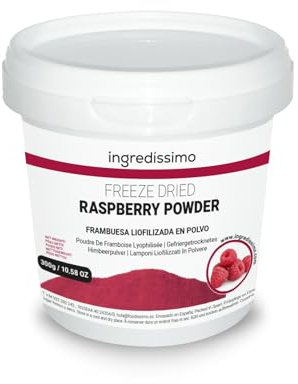 INGREDISSIMO, Frambuesa Liofilizada en Polvo 100% Fruta, Bote 300gr, Sin Azúcar Añadido, Fruta Deshidratada sin Aditivos, Aporta Sabor Natural y Color para Cocina Creativa y Repostería Gourmet