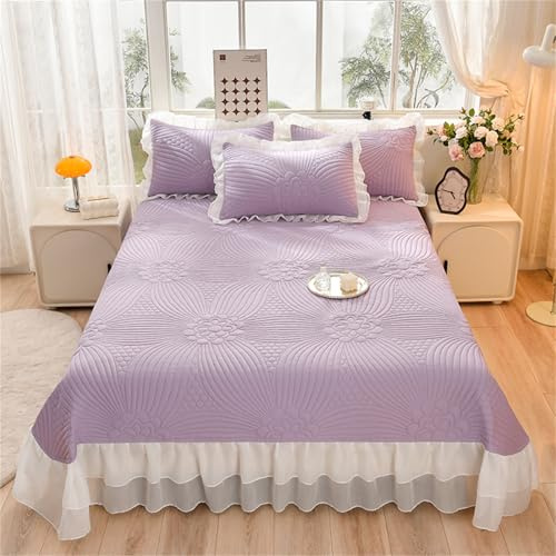 Highdi Lotus-Quilten Tagesdecke Doppelbett/Einselbetten Moderne Tagesdecken, Ultra Weiche Kuscheldecke Gesteppt Bettüberwurf, Leichte Mikrofaser Bettüberwurf, für Bett und Sofa (Lavendel,260x250cm)