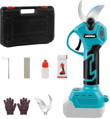 Akku Astschere kompatibel mit Makita 18V Akku,Bürstenlose Baumschere mit 2 Gängen, Digitalanzeige, 45mm Maximaler Schnittdurchmesser, Schleifstein und Ersatzklingen (ohne Akku)