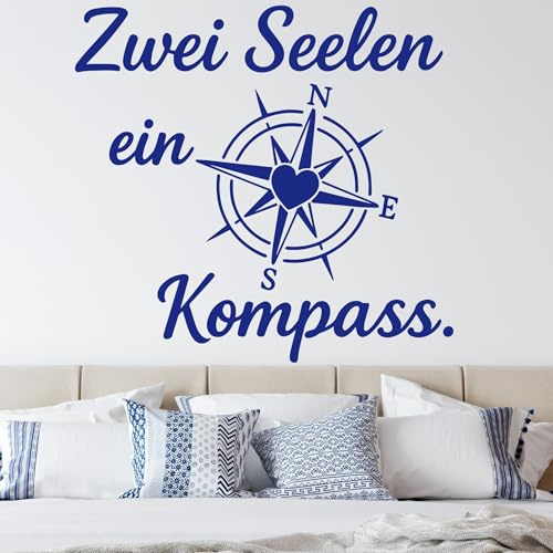 Wandtattoo Maritimes Zwei Seelen ein Kompass Maritim Wandaufkleber Wanddeko