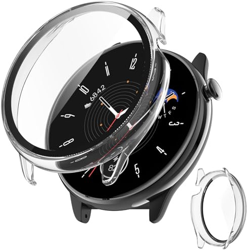TOORQR Hülle Kompatibel mit Amazfit GTR Mini 43mm Schutzhülle Vollständige Abdeckung Schutzfolie,Ultradünne HD Hartglas Glas,Integriertes PC + Glasmaterial,Kratzfest (Durchsichtig)