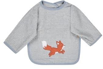 Sterntaler Ärmellätzchen Fuchs Filou - Baby Lätzchen mit Ärmel - saugfähige Baumwolle mit feiner Stickerei - praktischer Druckknopfverschluss für einfaches An- & Ausziehen, Geschenkidee, graublau