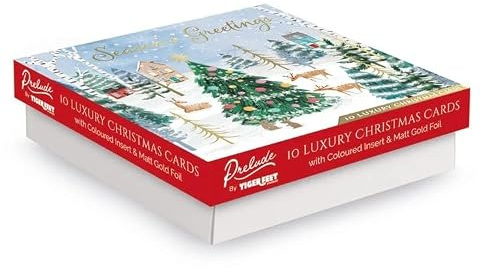 Luxus Weihnachtskarten mit Winterszene 10 Stück Season's Greetings