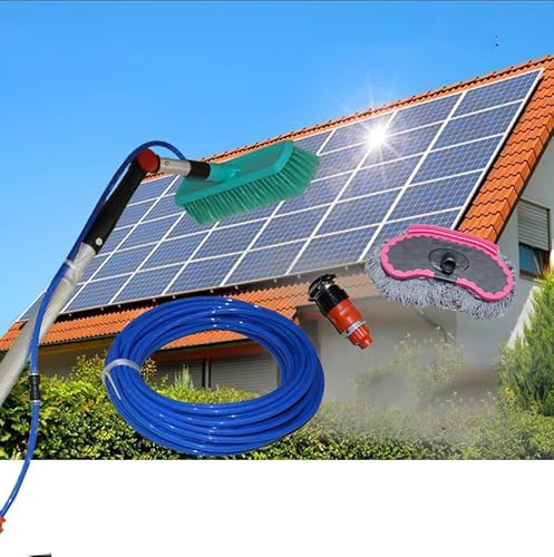 Solar Panel Cleaning Brush for Pressure Washer, Solar Panel Cleaner Solution with Two Brush and Angle Adjuster, Telescopic Jet Nozzle Power Washer for Photovoltaic Panel