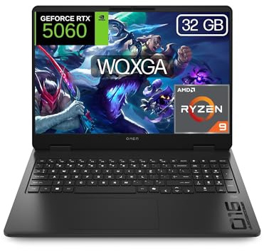 HP OMEN 16-ap0039ns, Ordenador portátil Gaming 16 2.5K WQXGA (AMD Ryzen 9-8940HX, 32GB RAM, 1TB SSD, NVIDIA GeForce RTX 5060, FreeDos) Negro - Teclado QWERTY Español