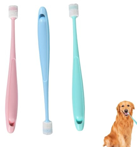 3 Stück Katzen Zahnbürste,Kleine Katze Katzenzahnbürste,360 Grad Weich Zahnpflege,Langgriff,Cat Dog Toothbrush,Haustiere Silikon Toothbrush,Wiederverwendbar Hundezahnbürste Klein Hunde,für Zahnstein