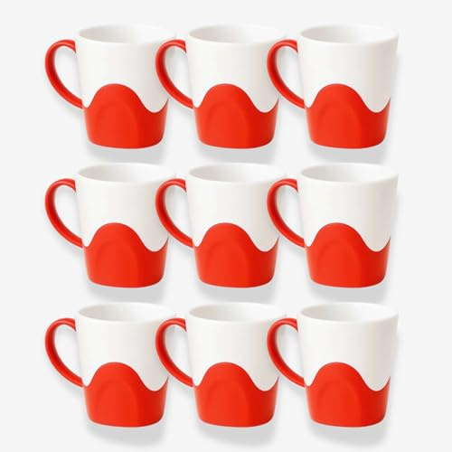 QUANTA Plastic Mug with Handle – Lightweight, Unbreakable, Reusable Camping Mugs for Elderly, Adults, Kids – Hot, Cold Drink Cups for Coffee, Tea, Water, Milk – Office, Travel, Caravan (9, Red)