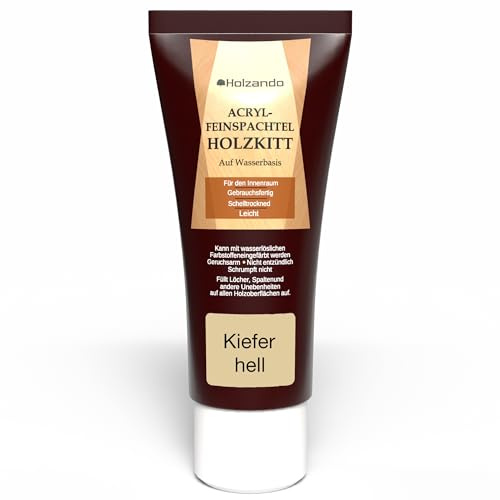 Holzando® Acryl Holzkitt Feinspachtel für Holz, OSB und Wände Kiefer hell 95, 250gr Tube