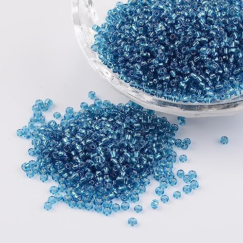 Handicraft Emporium | Perles de rocaille en verre | Doublées | 2 mm | Environ 50 g | Bleu ciel