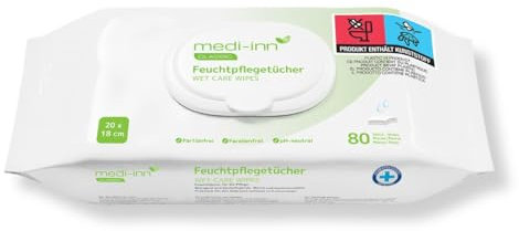 Medi-Inn Feuchtpflegetücher 20 x 18 cm, 5 x 80 = 400 Tücher, parfümfrei, parabenfrei, pH-neutral, Wet Care Wipes