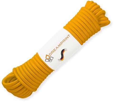Dreamprint Expanderseil 10m Gelb 8mm Ø - Gummiseil, Planenseil, elastisches Seil für Innen & Außen - Wetterfest & Reißfest - Ideal für Ladungssicherung, Planenbefestigung, Camping & Outdoor