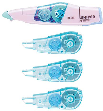 Plus Correction Tape Whiper PT Body 0.2 inch (5 mm), 1 Piece Replacement Tape 0.2 inch (5 mm), Set of 3, Pale Pink