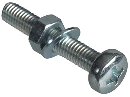 ForgePack Machine Screws w/Nuts & Washers | M5 x 30mm | Zinc Plated | Pack 8
