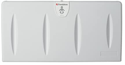 FOUNDATIONS 100-EH Wandwickeltisch in Weiß | Wickelkommode / Wickeltisch klappbar aus Kunststoff | Wickelstation für Wand mit Wandhalterung & Sicherheitsgurt