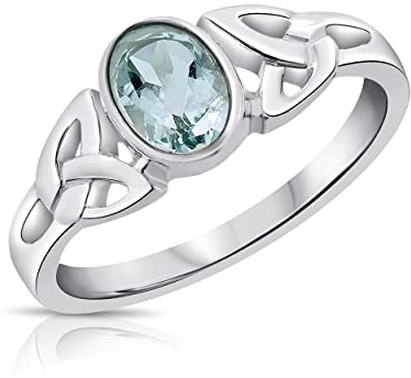 DTPsilver® Bague en Argent Fin 925 - Noeud de la Trinité - Collection Celtique - Topaze Bleue