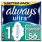 Always Ultra Sanitary Towels with Wings Pads (Super Absorbent/Neutralises Odours/Ultra Thin), Normal, 56 count