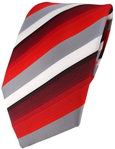 TigerTie Designer Krawatte in rot weinrot grau weiss gestreift - Tie Binder