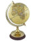 linoows Globus auf massivem Messinstand mit Holzsockel, historischer Globus 34 cm