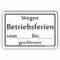 Wegen Betriebsferien geschlossen/Urlaubszeit - SCHILD/D-069 (30x20cm Schild)