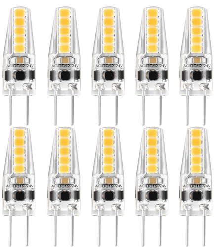 NCC-Licht 10x LED Lampe Stiftsockel G4 2W 210lm Warmweiß 3000K | LED Stiftsockellampe ersetzt 25W Glühlampe, Anschluss an 12V Niederspannung, gemütliches Licht ideal für Wohnbereiche