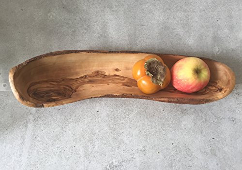 Bootsschale aus Olivenholz für Obst und Baguette