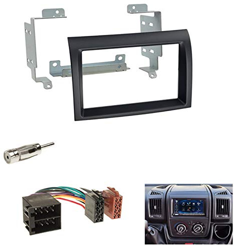 Autoradio Doppel-DIN 2-DIN Radioblende Blende schwarz +ISO Radioanschlusskabel Radio Adapter für Citroen Jumper (250*) Fiat Ducato (250*) Peugeot Boxer (250*) ab04/06 *für Facelift Modelle ab 2011