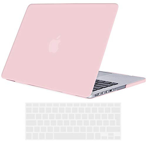 TECOOL Cover compatibile con MacBook Pro 13 Pollici Retina 2015 2014 2013 fine 2012 (A1502 A1425), Custodia Rigida Protettiva Sottile in Plastica e Copritastiera UE, Rosa