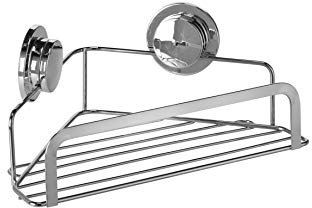 Croydex Stick N Lock 2 Adhesive Shower Basket Caddy, 5 Year Rust Free Guarantee, Silver