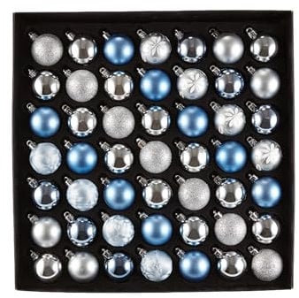 HEITMANN DECO 49er Set Christbaumkugeln Sortiment - Weihnachtsschmuck blau hellblau Silber zum Aufhängen - Kunststoffkugel Sortiment