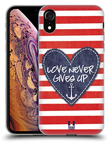 Head Case Designs Koralle Streifen Herzen Flecken Gel Handyhülle Hülle [Militärischer Schutzgrad] Kompatibel mit Apple iPhone XR