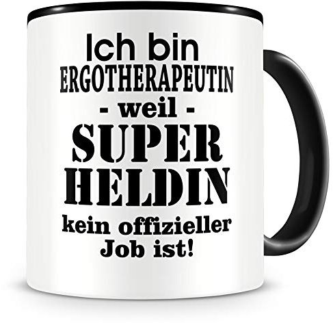 Samunshi® Tazas de trabajo para mujer, cerámica, negro/negro, Ergotherapeutin 300ml
