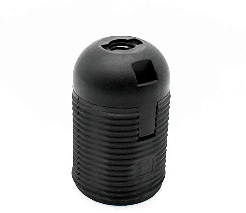 Fassung E27 Schwarz mit Gewindemantel und Aufsteckkappe Feingewinde M10x1 Lampenfassung Thermoplast steckbar