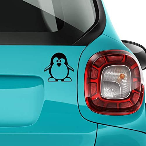 Auto-Dress Pinguin, Heck-Auto-Aufkleber 10x10cm (Weiss-Glanz)