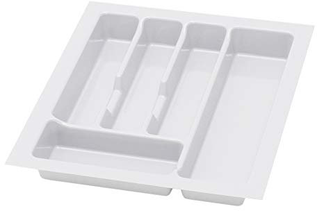 ALUSFERA Portaposate da Cassetto 45cm - Universale Organizer Cassetti Cucina - Porta Posate Cucina Cassetto - Divisori per Cassetti Cucina - Durevole Portaposate da Cassetto 380x430mm - Argento