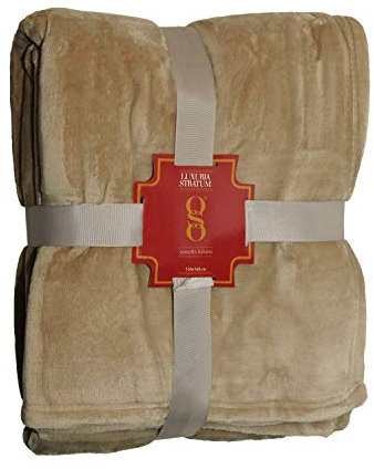 miasuite i sogni italiani Winterdecke aus hypoallergenem Fleece, 130 x 160 cm, Samt-Effekt, Elegantes Design, weich, maschinenwaschbar, beige