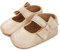 LACOFIA Ballerine neonata Scarpe da Battesimo Primi Passi Bambina Scarpine Principessa Bowknot Antiscivolo per Bimba Oro 3-6 Mesi
