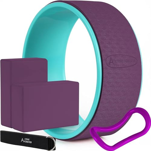 ACTIVE FOREVER 5 in 1 Yoga Block Set - Enhance Balance and Flexibility with Yoga Blocks, Strap, Wheel, and Stretch Ring - Your Complete Solution for Improved Well Being