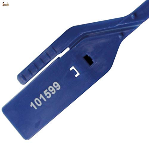 BricoLoco Serre-joint de sécurité en plastique numérotés pour valise, boîtes, conteneurs, portes, sacs, camion, logistique, câbles Bleu (100)