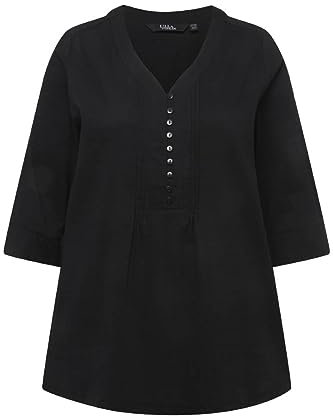 Ulla Popken Damen Tunika Bluse, Schwarz, 28-30