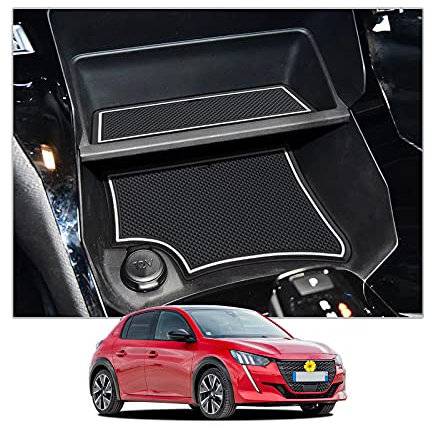 CDEFG Peugeot 208 e-208 2020 2021-2024 2025 GT Auto Mittelkonsole Gummimatten Türschlitz rutschfest Antirutschmatten Anti-Staub Becherhalter Gummi Matte Armlehne Aufbewahrung Innenraum Zubehör (Weiß)