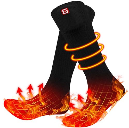 Svpro Beheizte Socken Damen Herren,Elektrisch Heizsocken mit Akku 4000mAh Wiederaufladbare Batterie Winter Warme Socken mit 3 Temperature Instellungen,Heated Socks