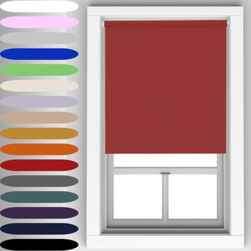 Caecus Red Blackout Roller Blinds Made To Measure Window Blinds Easy Fit Child Safe Thermal Properties Home Office Fitting Included Up To 60cm Width x Up To 160cm Drop